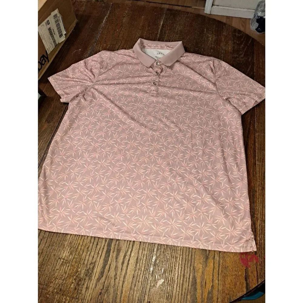 XXL Apt 9 Premier Performance Tropical Leaf Short Sleeve Pullover Polo Shirt